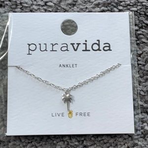 Women’s Pura Vida Silver Palm Tree Anklet Bracelet